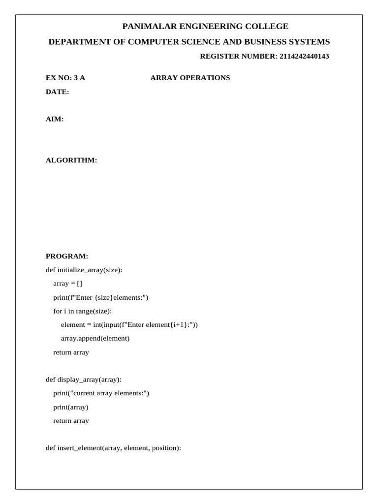 Cs Lab 309 Record 143 Expno 3a,b,c | PDF | Algorithms And Data ...