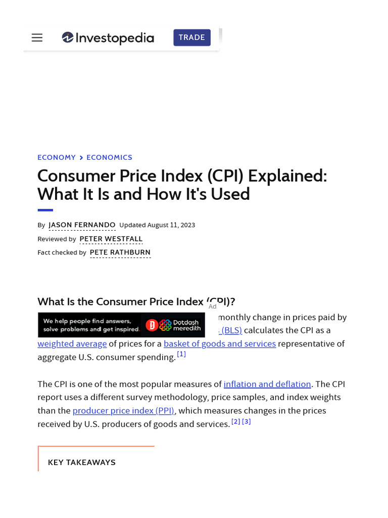Consumer Price Index (CPI) Explained - What It Is and How It's Used ...