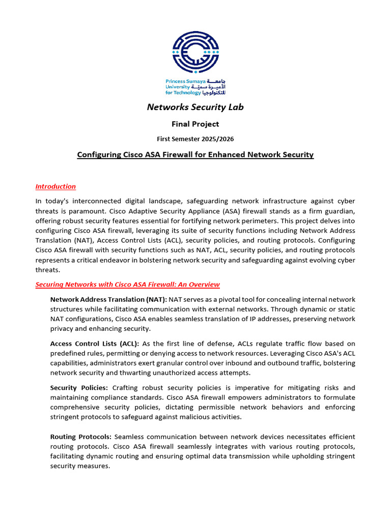 Networks Security Lab - Final Project | PDF | Firewall (Computing ...