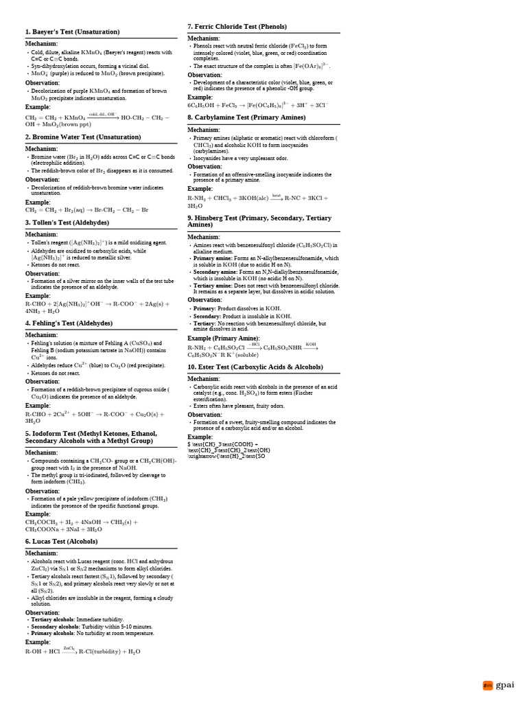 Cheatsheet 9d63ac8e e141 4d3d 9feb f0954d28ce2d | PDF | Ester | Aldehyde