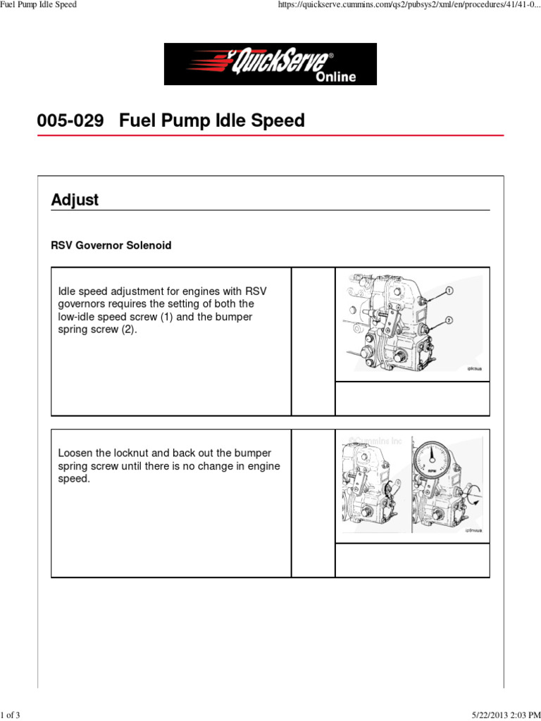 Idle Speed c8.3 Mechanical | PDF