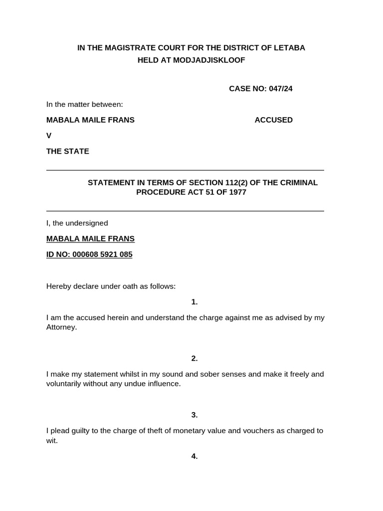 Plea of Guilty | PDF | Plea | Arrest
