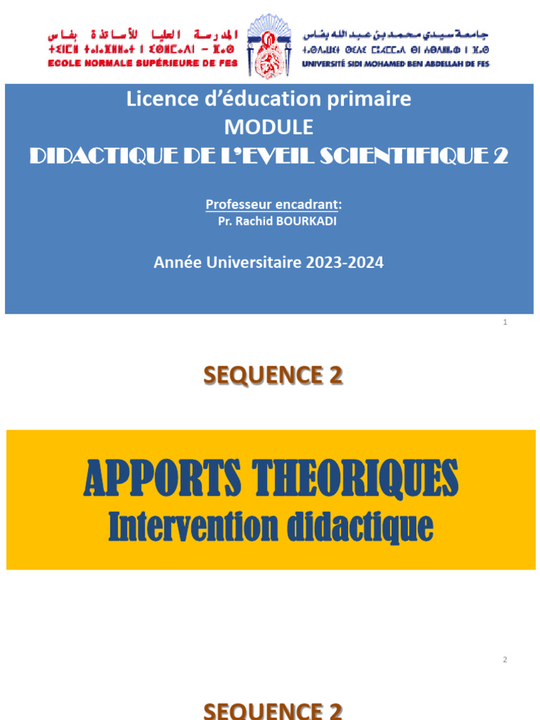 Module Didactique 2-Intervention Didactique-Apports Théoriques 1 | PDF ...