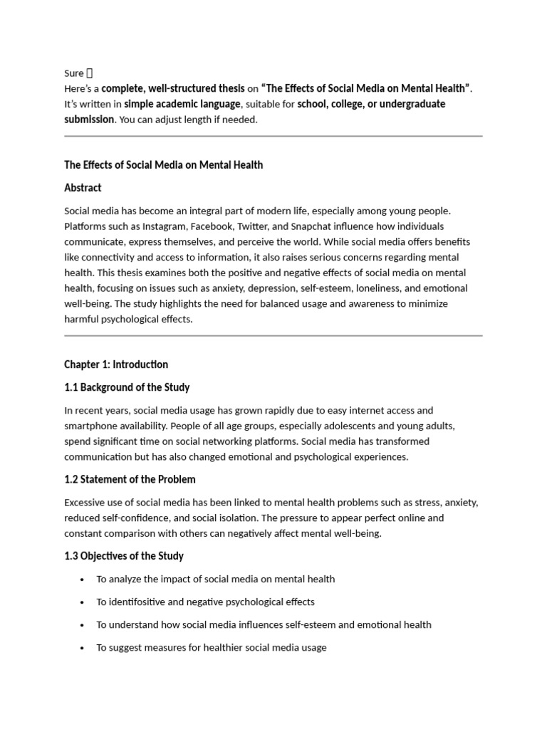 The Effects of Social Media On Mental Health | PDF | Popular Culture ...