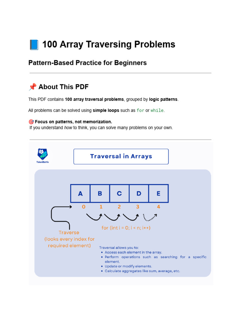 ? 100 Array Traversing Problems | PDF | Numbers | Number Theory