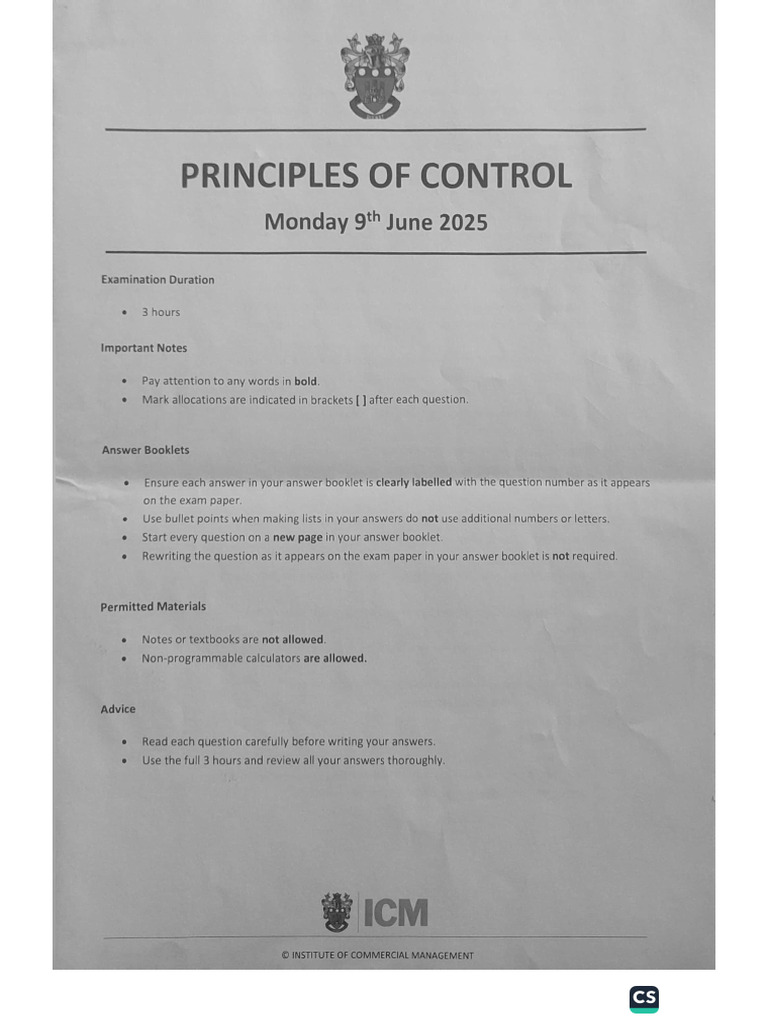 Principles of Control | PDF