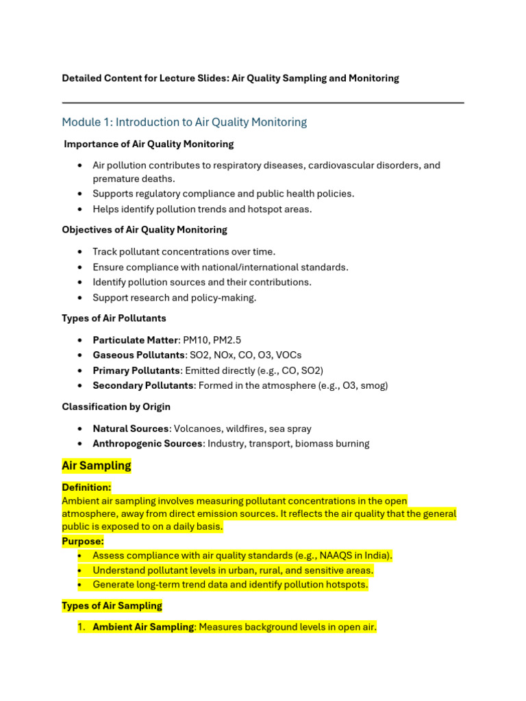 Unit 3 Air Quality Monitoring | PDF | Air Pollution | Particulates
