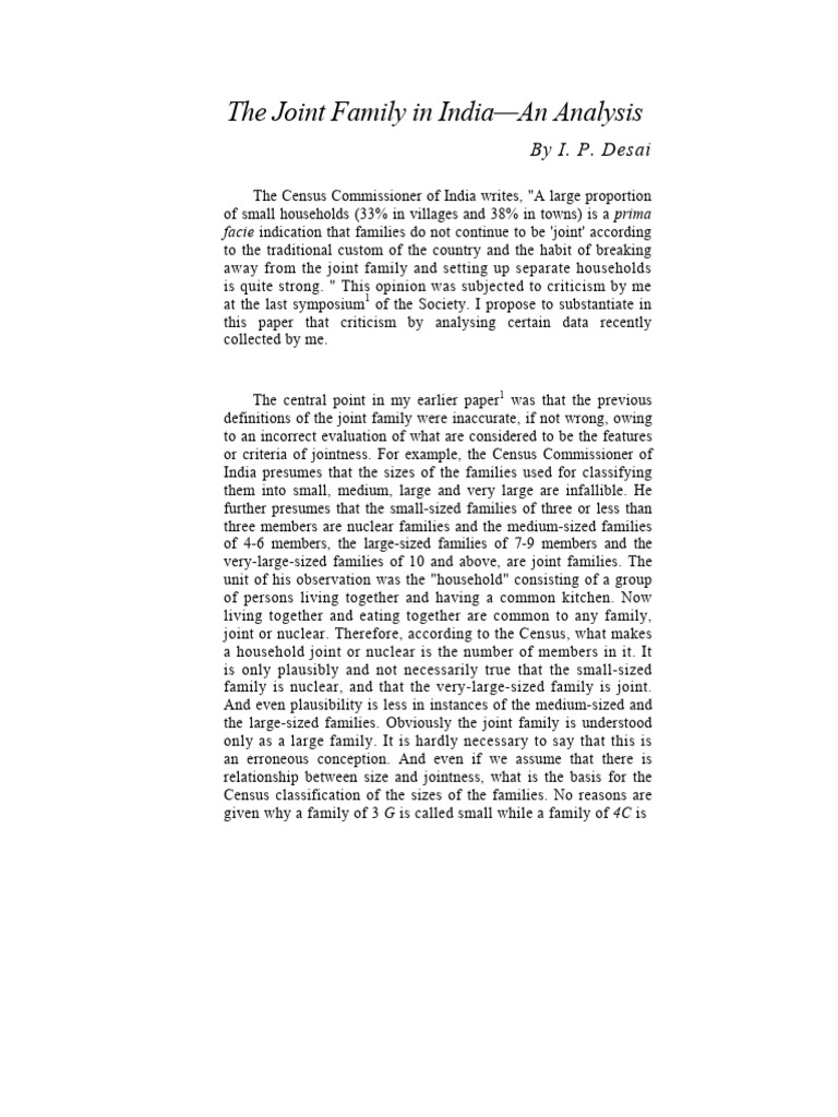 I.P. Desai - The Joint Family in India-An Analysis (1956) | PDF ...