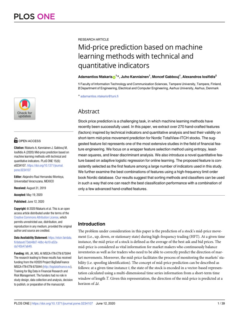 Mid-Price Prediction | PDF | Machine Learning | Time Series