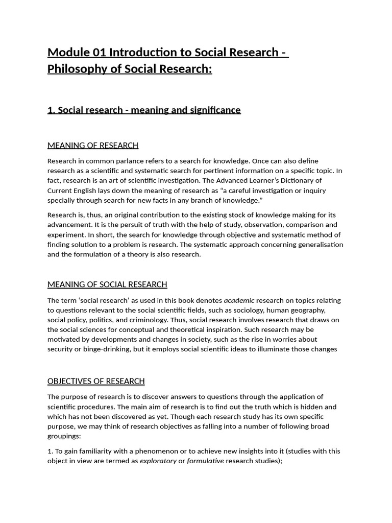 Module 01 Introduction To Social Research | PDF | Empirical Research ...