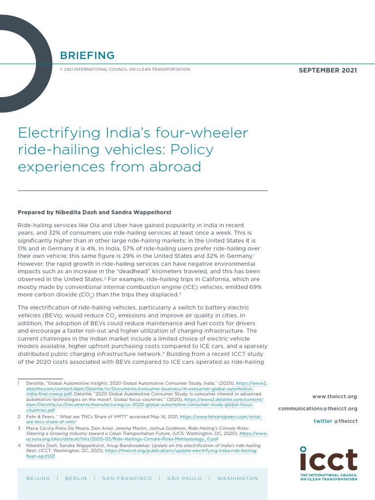 Electrify India Ride Hailing Ldvs Sept21 | PDF | Emission Standard ...