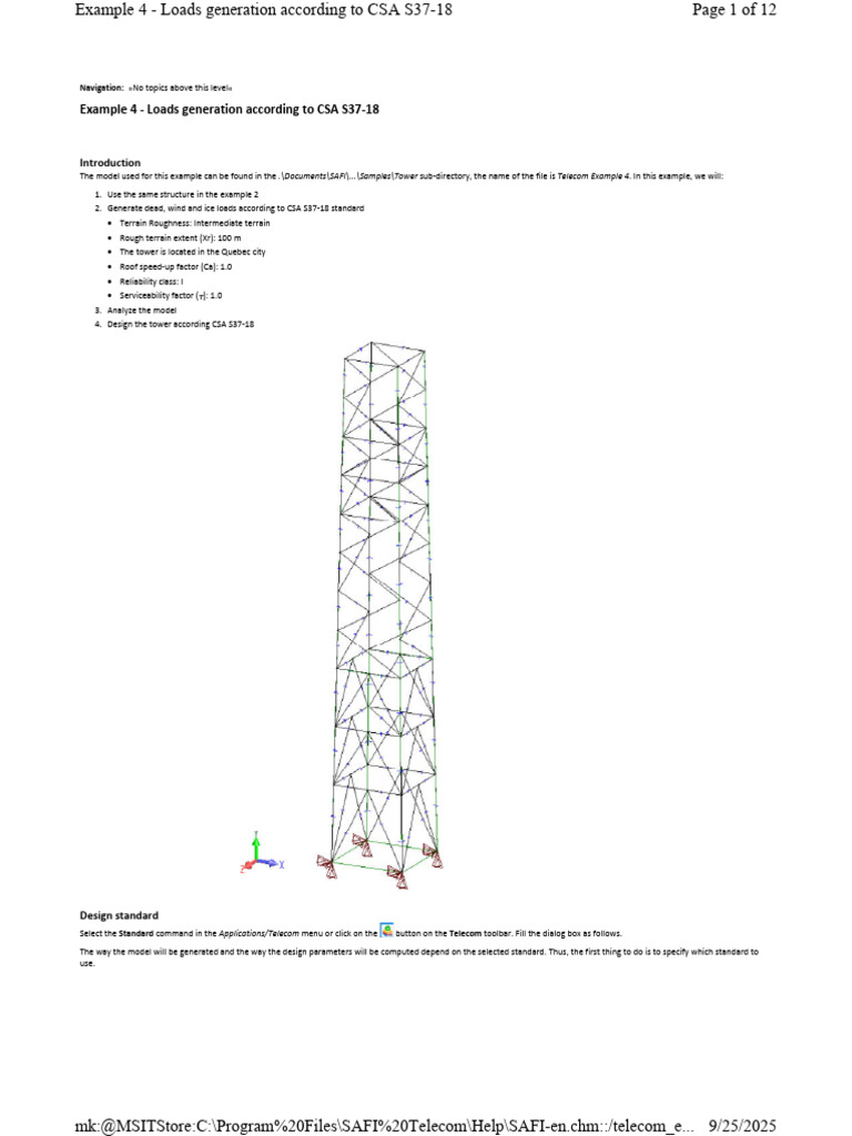 SAFI_Telecom Example 4_Loads Generation According to CSA S37-18 | PDF ...