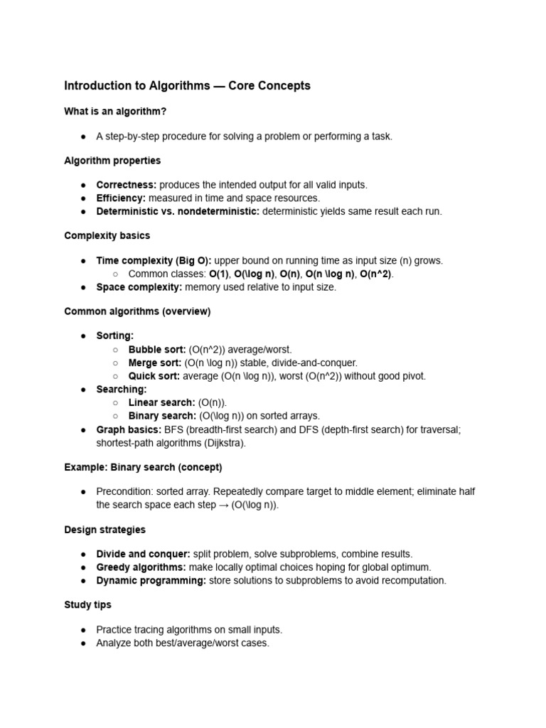 Introduction To Algorithms - Core Concepts | PDF