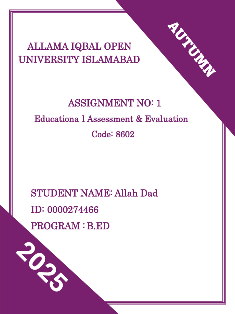 8602 (1) Allah Dad | PDF | Educational Assessment | Standardized Tests