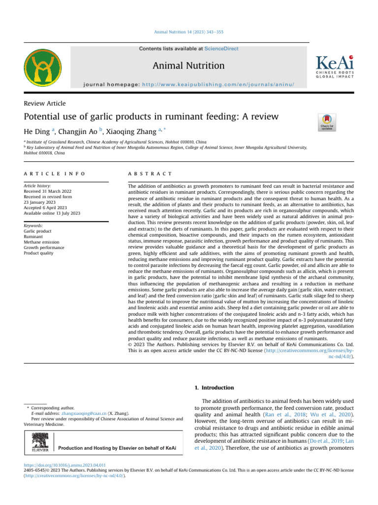 Potential Use of Garlic Products in Ruminant Feeding- A Review | PDF ...