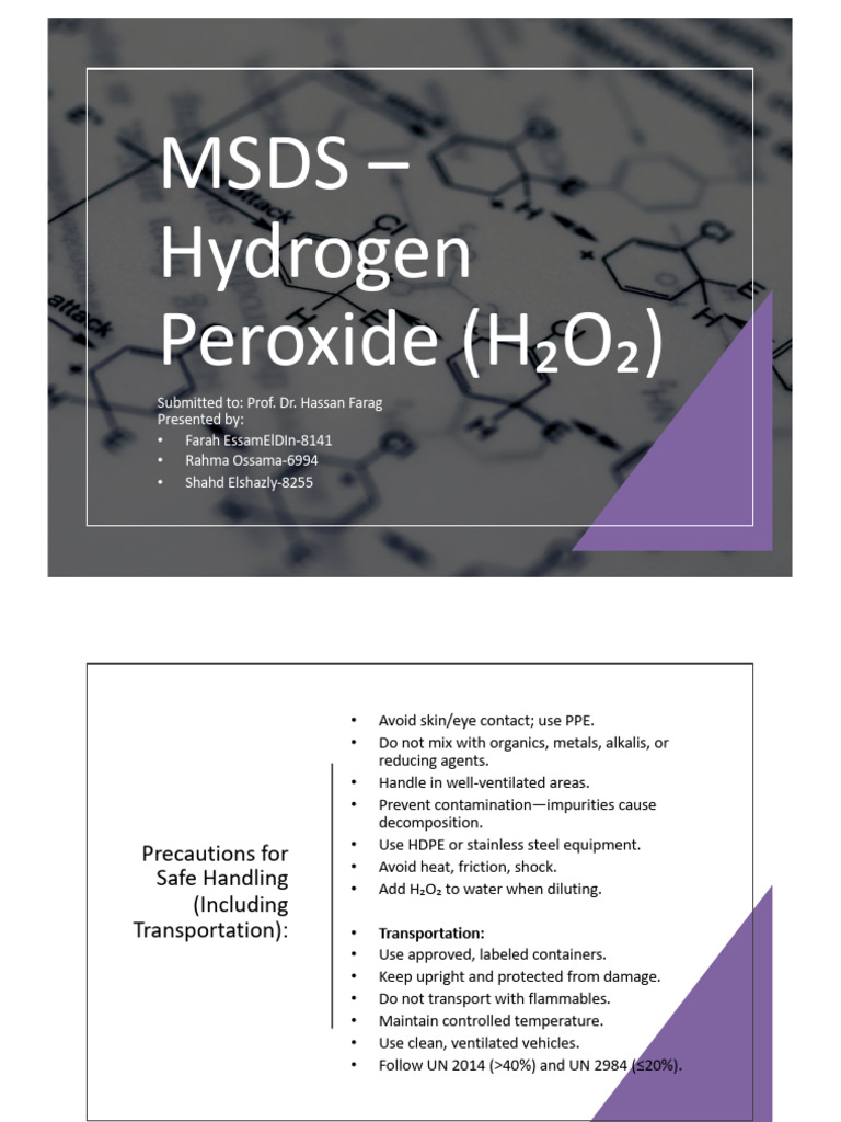 H2O2 MSDS Simple Presentation | PDF