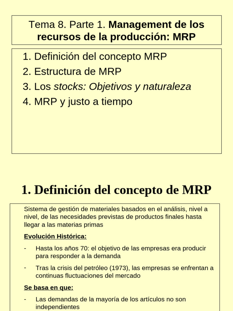 T8. PARTE 1. MRP (1) | PDF | Lean Manufacturing | Economias