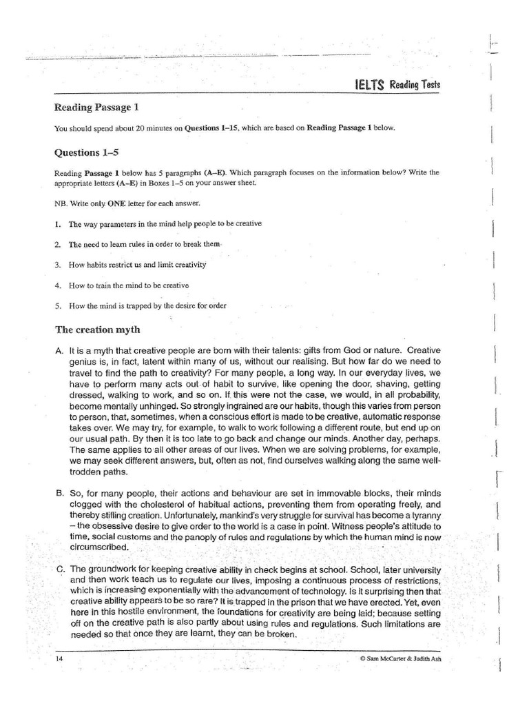 IELTS Reading Test | PDF | Mind