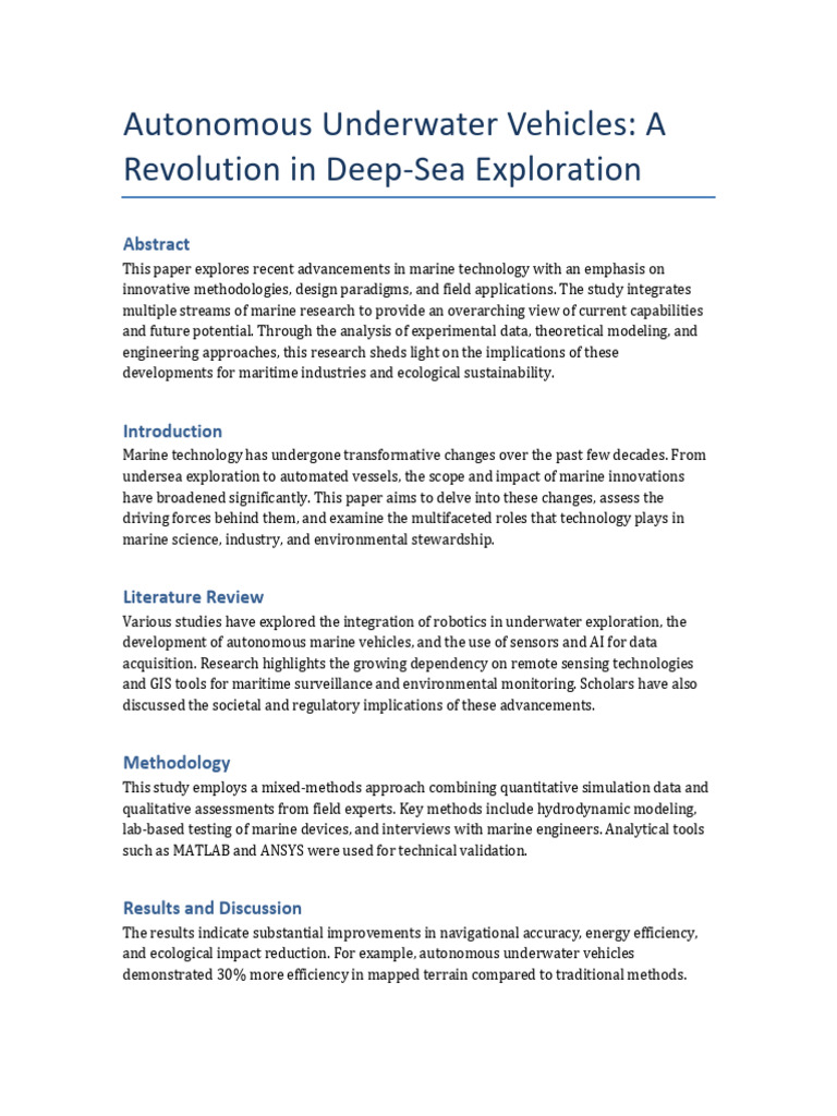 Autonomous Underwater Vehicles A Revolution in Deep-Sea Exploration ...
