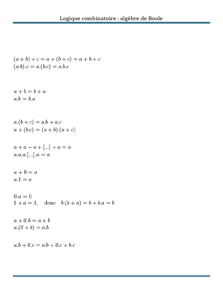 Algebre de Boole | PDF