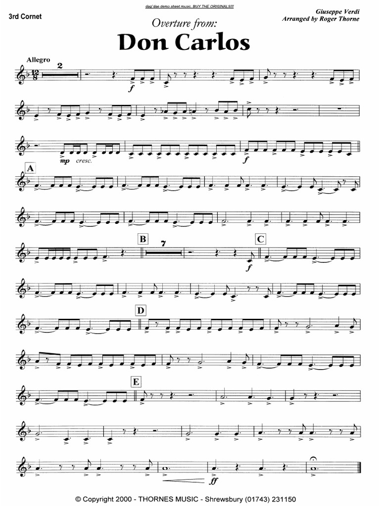 Don Carlos Overture - 3rd Cornet (1) | PDF