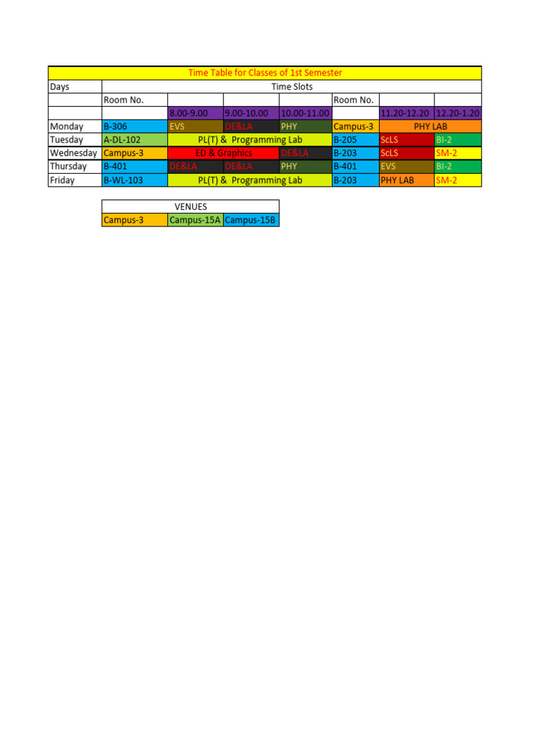 Time Table | PDF