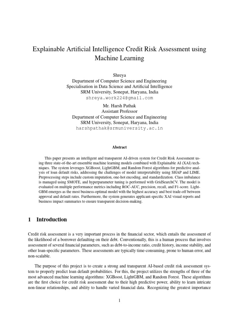 Explainable Artificial Intelligence Credit Risk As | PDF | Receiver ...
