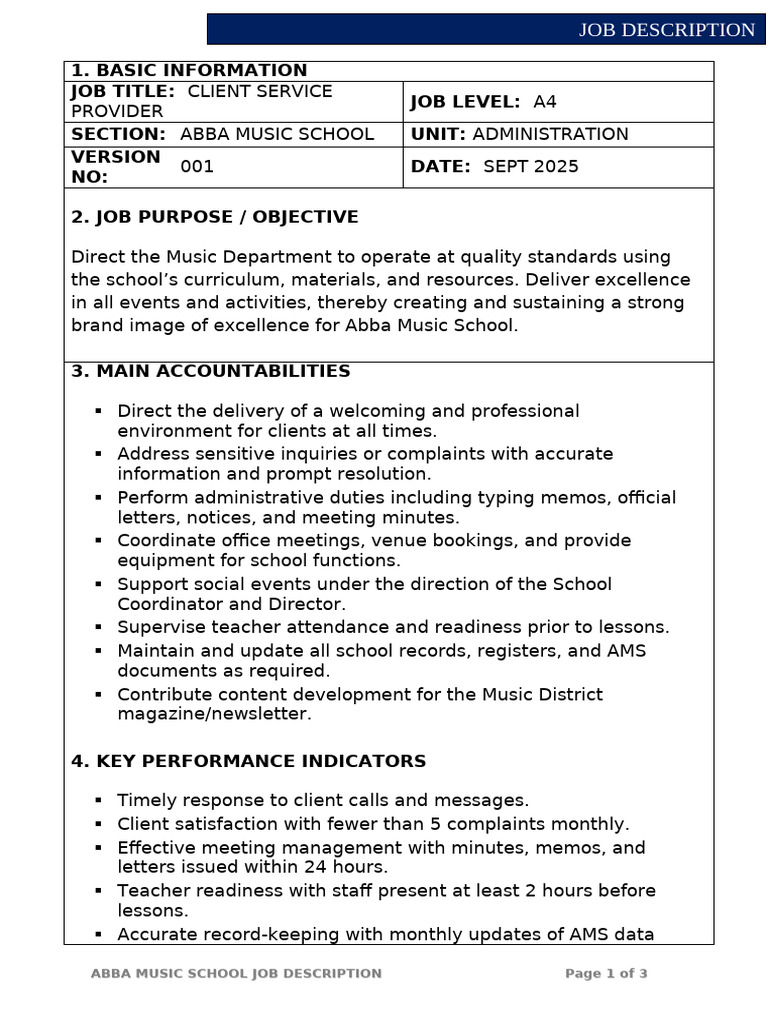Client Services Jd | PDF | Skill | Business