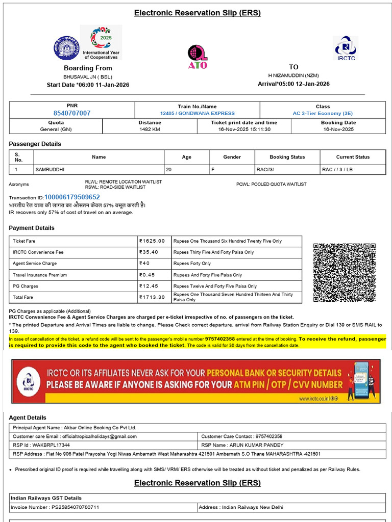 RailwayTicket | PDF | Identity Document