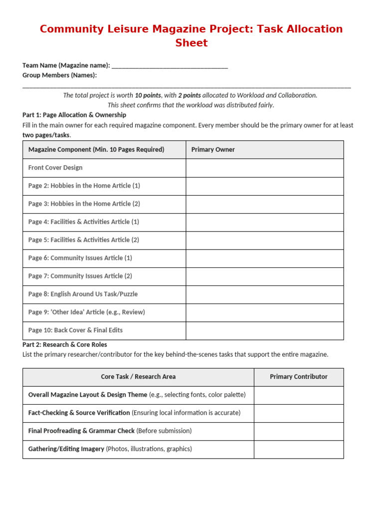 Task Allocation Sheet 10ad5 | PDF