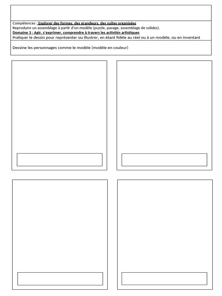 Fiche Portrait 4 Dessins PDF