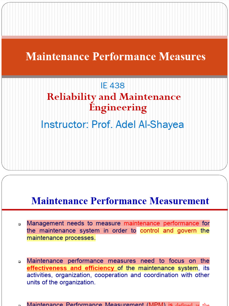 CH 11 - Maintenance Performance Measures | PDF | Business Process ...