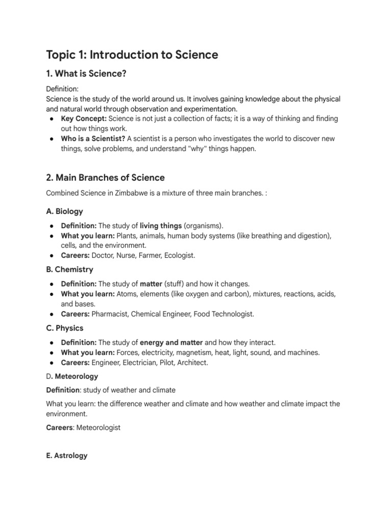Topic 1 What Is Science, Branches of Science and La Rules | PDF ...