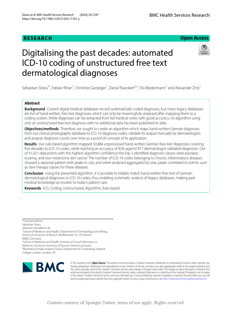 Digitalising The Past Decades Automated ICD-10 Cod | PDF | Medical ...