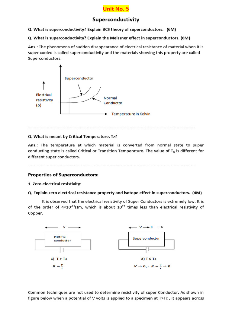 Unit 5 Superconductivity and Nanotechnology-1 | PDF | Superconductivity ...