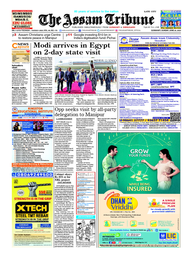 EPaper_The_Assam_Tribune19 PDF Abdel Fattah El Sisi Egypt