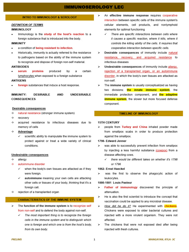 1 - Introduction To Immunity and Immune System | PDF | Immune System ...