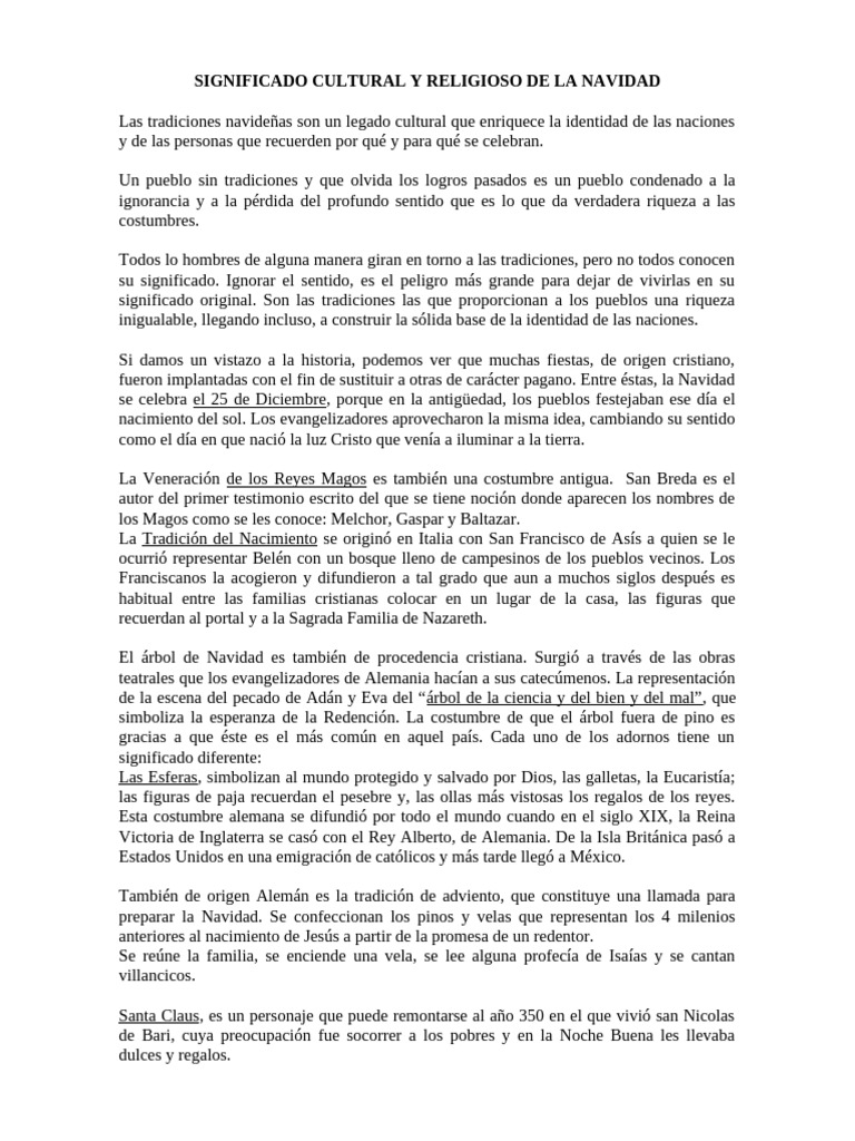 Significado Cultural y Religioso de La Navidad | PDF | Navidad | Árbol ...