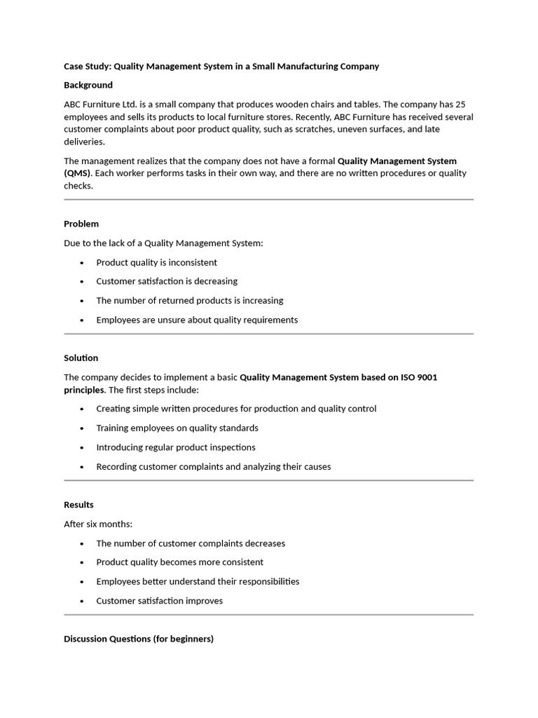 Case Study 2 | PDF | Quality Management System | Quality Management