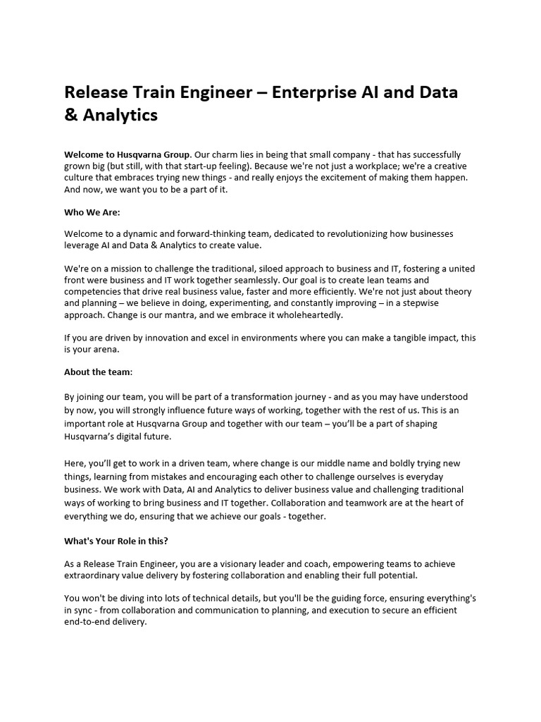 India - Portfolio - Release Train Engineer | PDF | Agile Software ...