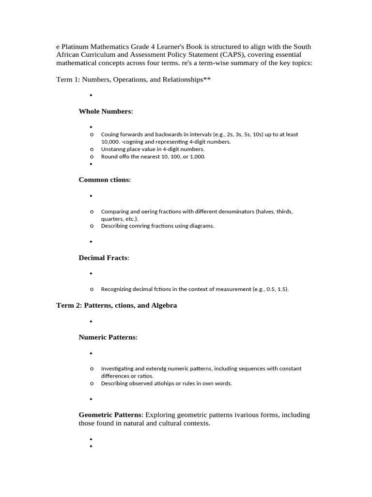E Platinum Mathematics Grade 4 Learner | PDF | Shape | Numbers