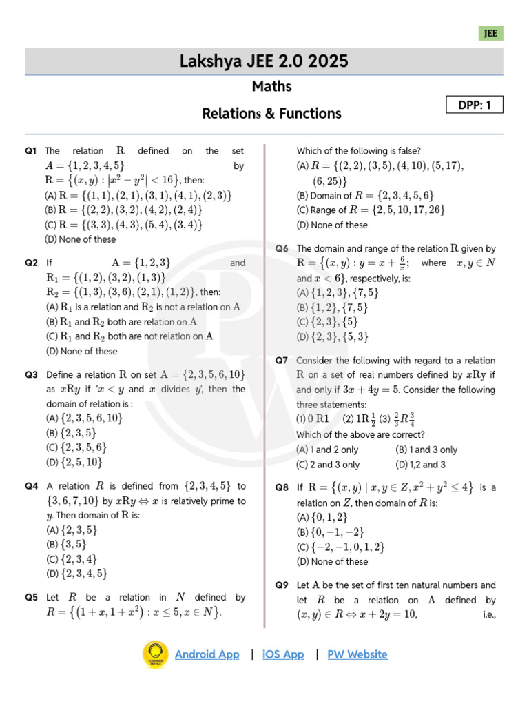 Relation and Functions | PDF | Functions And Mappings | Mathematical Logic