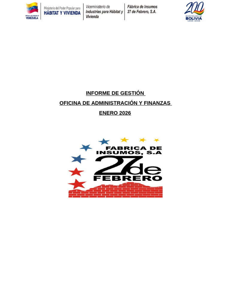 Informe de Gestión Enero 2026 | PDF | Contabilidad