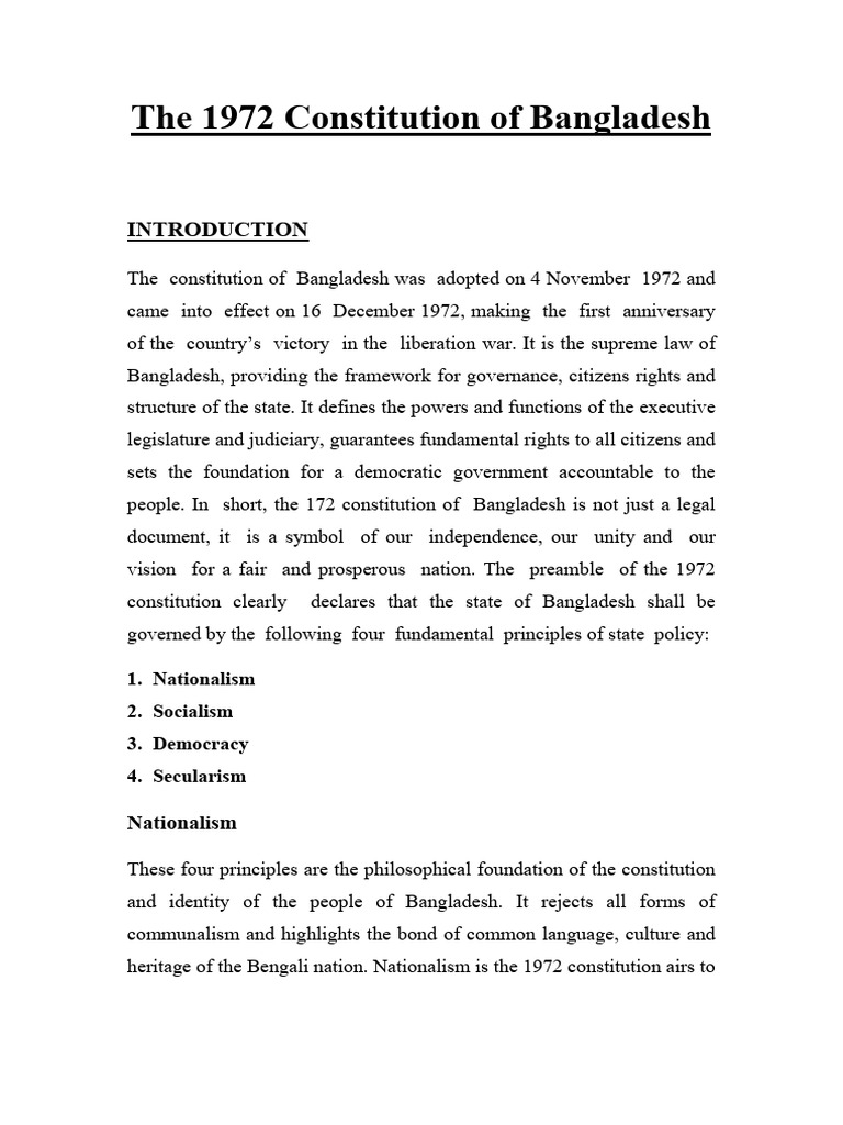 The 1972 Constitution of Bangladesh (RR) | PDF | Constitution | Democracy