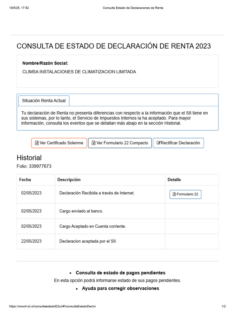 Consulta Estado de Declaraciones de Renta 2023 | PDF