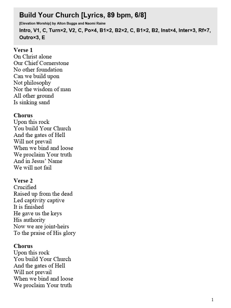 Build Your Church - Lyrics | PDF | Song Structure | Christian Belief ...