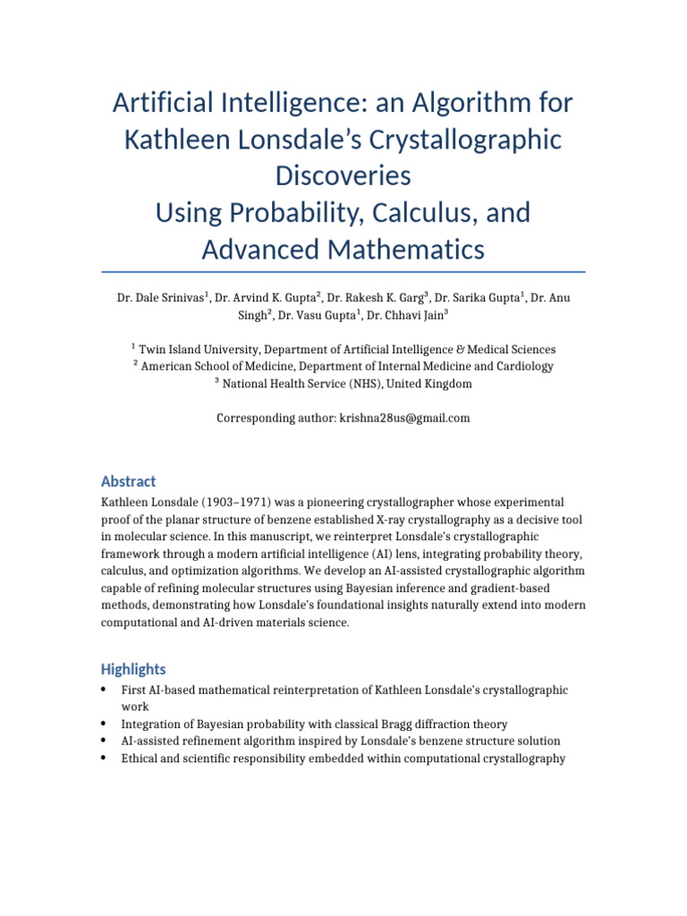 AI Algorithm For Kathleen Lonsdale Elsevier | PDF | Crystallography ...