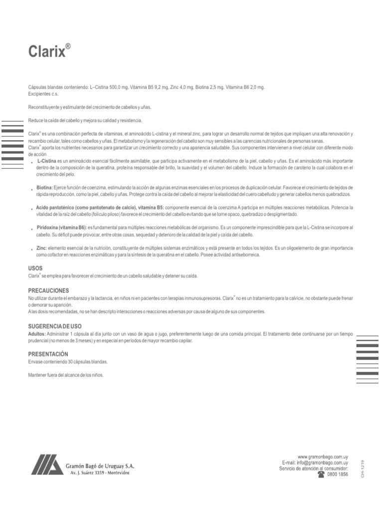 Clarix Prospecto Web | PDF | Metabolismo | Pelo