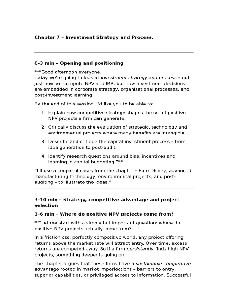 Ch 7 script | PDF | Net Present Value | Capital Budgeting
