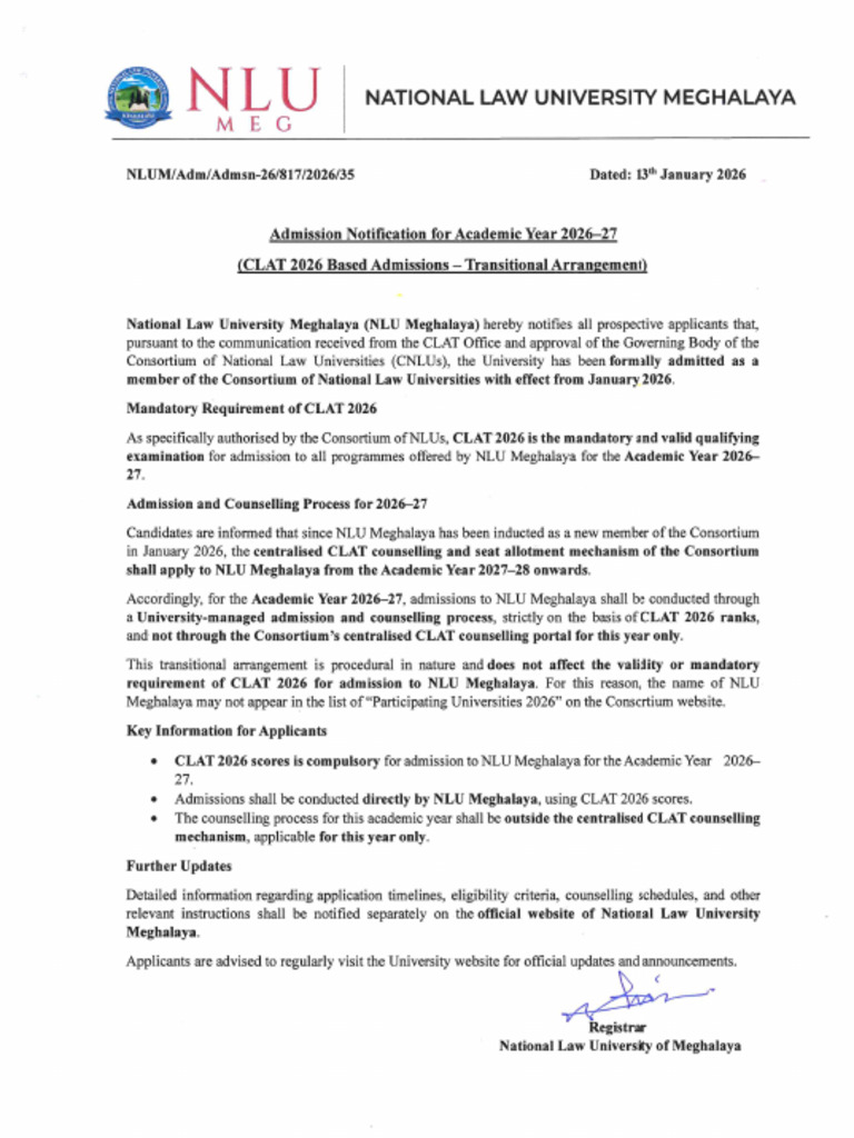 Admission Notification 2026-27 | PDF